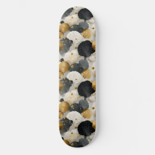 Elegant Golden and Charcoal Scallop Shell Pattern Skateboard