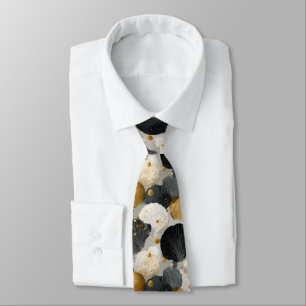 Elegant Golden and Charcoal Scallop Shell Pattern Tie