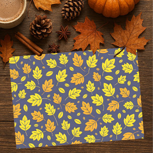 Elegant Golden and Orange Autumn Leaves Pattern Tissue Paper