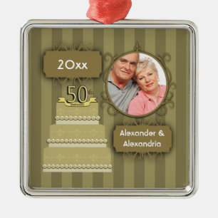 Elegant Golden Anniversary Christmas Ornament