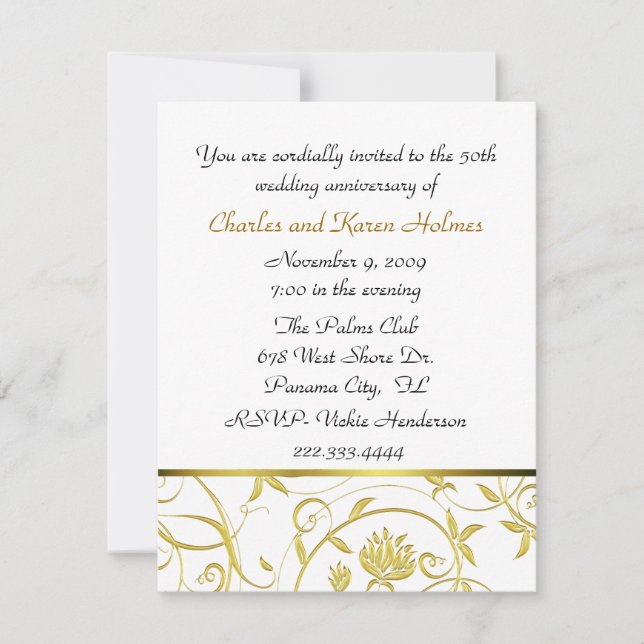 Elegant  Golden Anniversary Invitation (Front)