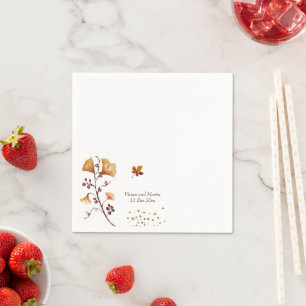 Elegant Golden Autumn Leaf Wedding Napkin