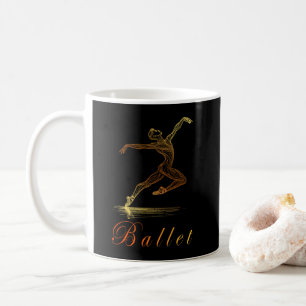Elegant Golden Ballet Dancer Line Art Illustration Coffee Mug