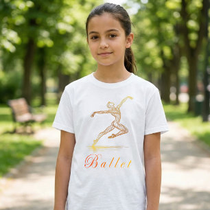Elegant Golden Ballet Dancer Line Art Illustration T-Shirt