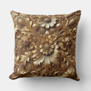 🌿 Elegant Golden Baroque Floral Luxury Decor Cushion