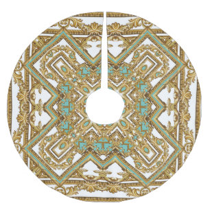 Elegant golden baroque, ornamental design. brushed polyester tree skirt