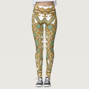 Elegant golden baroque, ornamental design. leggings