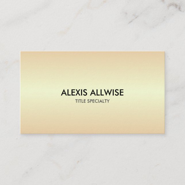 Elegant Golden Beige Metallic Look Business Card (Front)