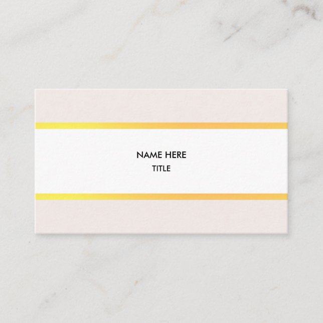 Elegant Golden & Beige Stripes on White Business Card (Front)