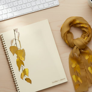 Elegant Golden Birch Leaf Personalized Christmas   Planner