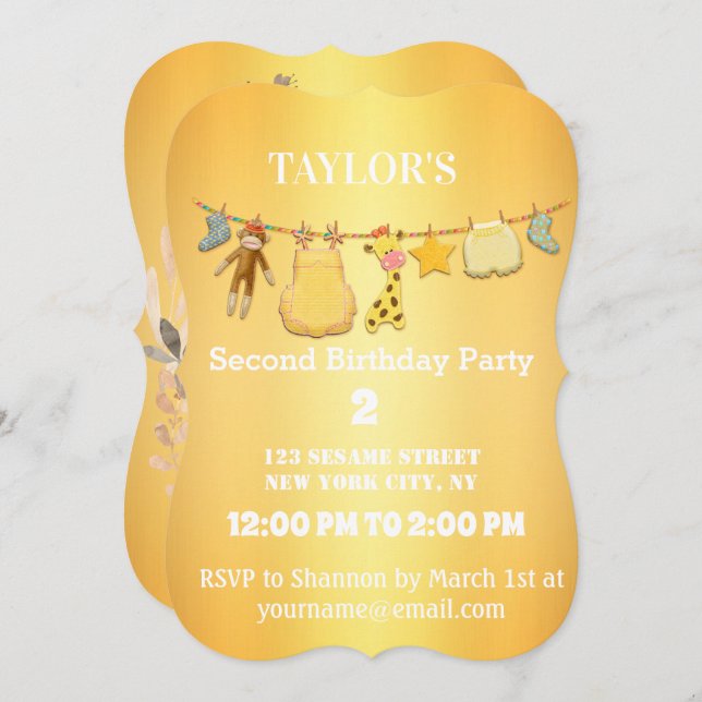 Elegant golden birthday invitation (Front/Back)