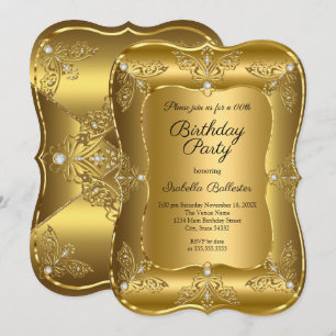 Elegant Golden Birthday Party Gold Elite Diamond Invitation