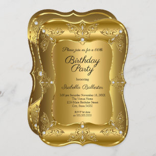 Elegant Golden Birthday Party Gold Elite Diamond Invitation