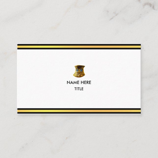 Elegant Golden & Black Stripes on White Business Card (Front)