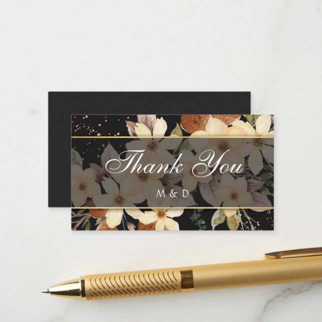 Elegant Golden Bloom Enclosure Card (Front/Back In Situ)
