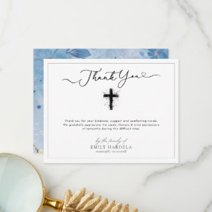 Elegant Golden Blue Sympathy Thank You Card