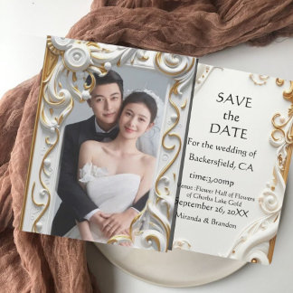 "Elegant Golden Botanical Wedding Invitation - Foi