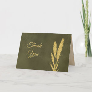 Elegant Golden Botanicals Green Thank You Card