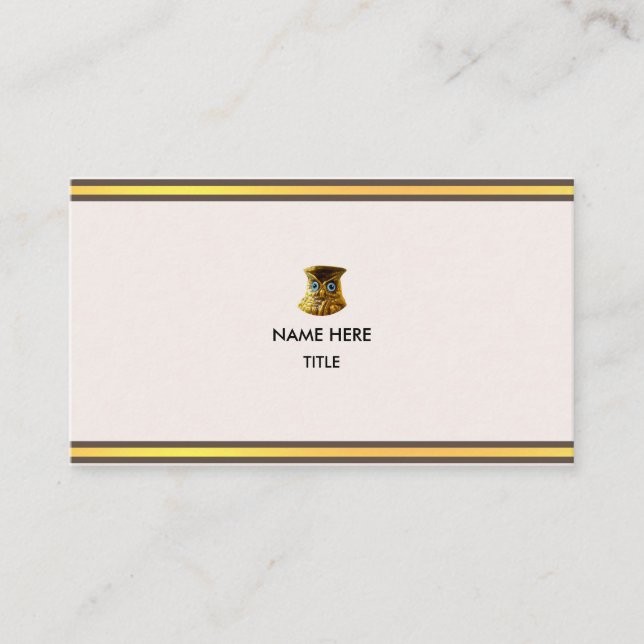 Elegant Golden & Brown Beige Stripes Business Card (Front)