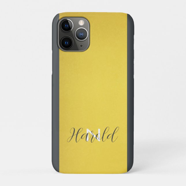 Elegant Golden Brushed Metal Monogram Name Case-Mate iPhone Case (Back)
