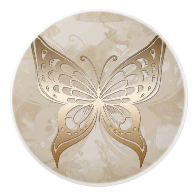Elegant Golden Butterfly  Ceramic Knob (Front)
