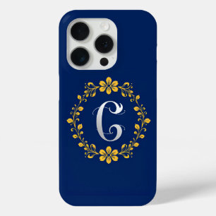 Elegant Golden C Letter Monogram iPhone 15 Pro Case