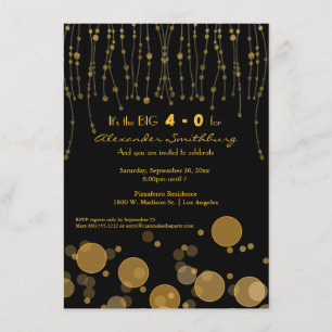 Elegant Golden Chains Birthday Party Invite