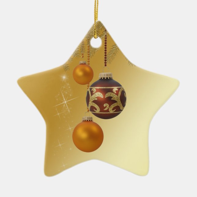 Elegant Golden Christmas Ceramic Tree Decoration (Front)