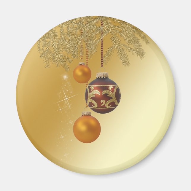 Elegant Golden Christmas Magnet (Front)