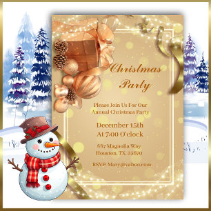 Elegant Golden Christmas Party Invitation