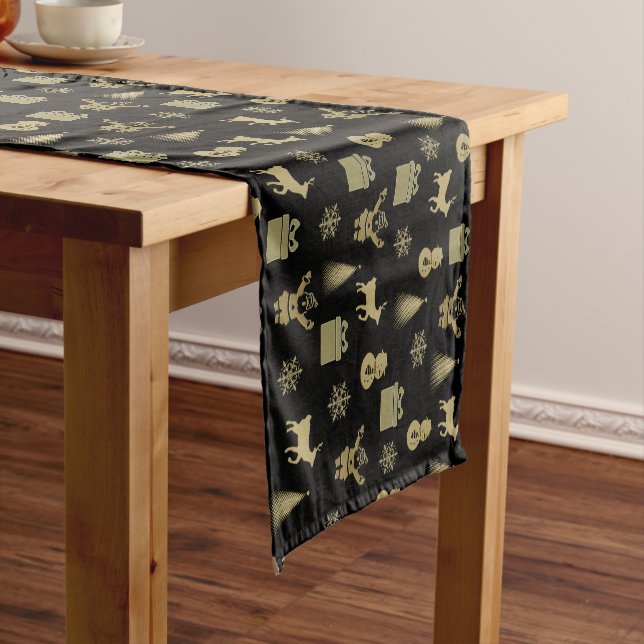 Elegant golden christmas patterns short table runn short table runner (In Situ)
