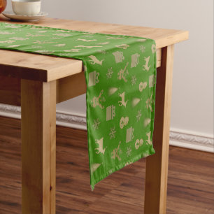 Elegant golden christmas patterns short table runn short table runner