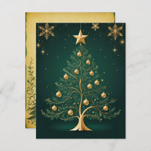 Elegant Golden Christmas Tree Greeting Card