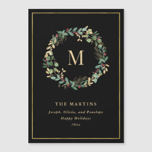 Elegant Golden Christmas Wreath with Monogram