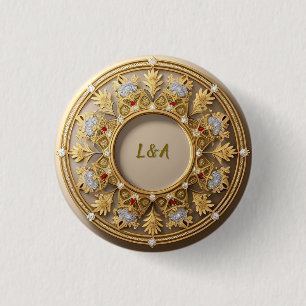 Elegant Golden Circular Frame 3 Cm Round Badge