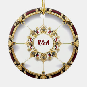 Elegant Golden Circular Frame Ceramic Tree Decoration