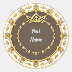 Elegant Golden Circular Frame Classic Round Sticker
