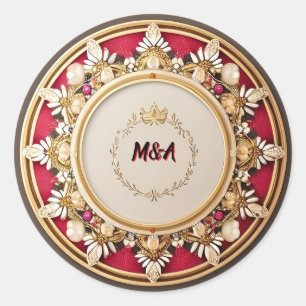 Elegant Golden Circular Frame Classic Round Sticker