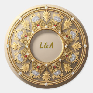 Elegant Golden Circular Frame Classic Round Sticker