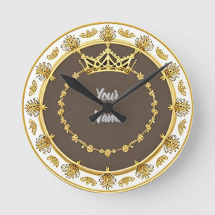 Elegant Golden Circular Frame Round Clock
