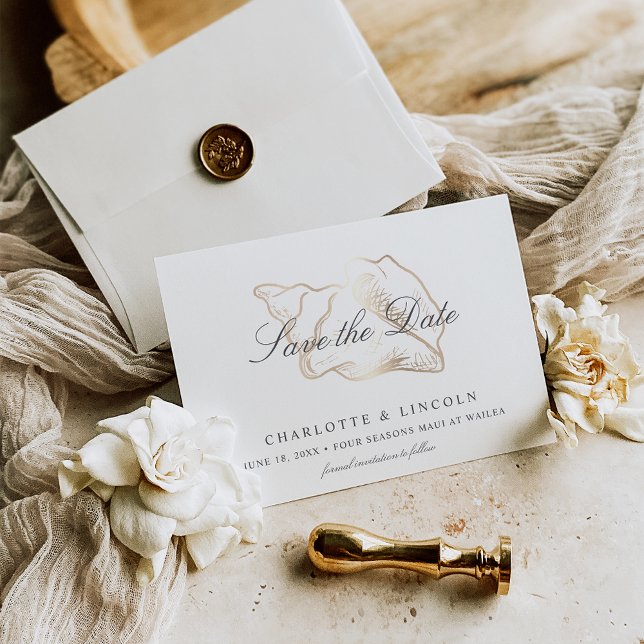 Elegant Golden Conch Wedding Save The Date (Creator Uploaded)