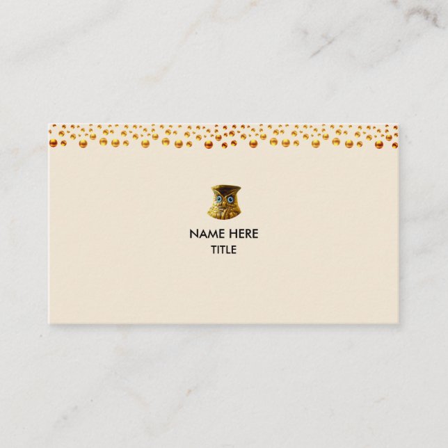Elegant Golden Confetti on Beige Business Card (Front)