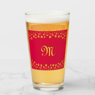 Elegant Golden Confetti on Red Glass