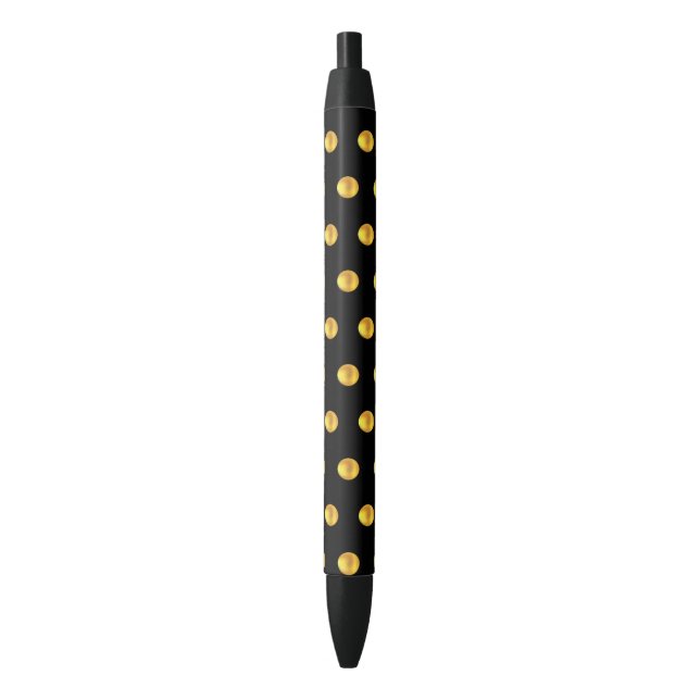 Elegant Golden Confetti Pattern on Black Black Ink Pen (Front Vertical)