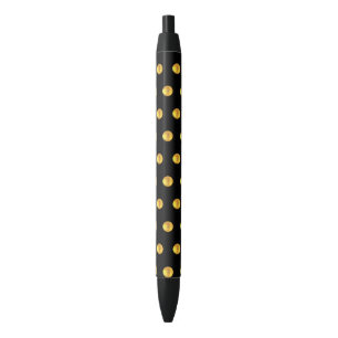 Elegant Golden Confetti Pattern on Black Ink Pen