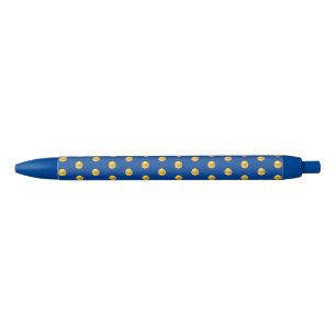 Elegant Golden Confetti Pattern on Blue Ink Pen