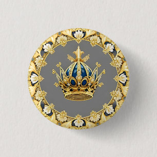 Elegant Golden Crown 3 Cm Round Badge