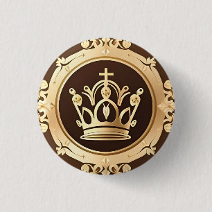 Elegant Golden Crown 3 Cm Round Badge