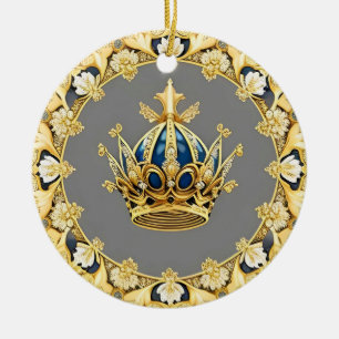 Elegant Golden Crown Ceramic Tree Decoration