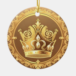 Elegant Golden Crown Ceramic Tree Decoration
